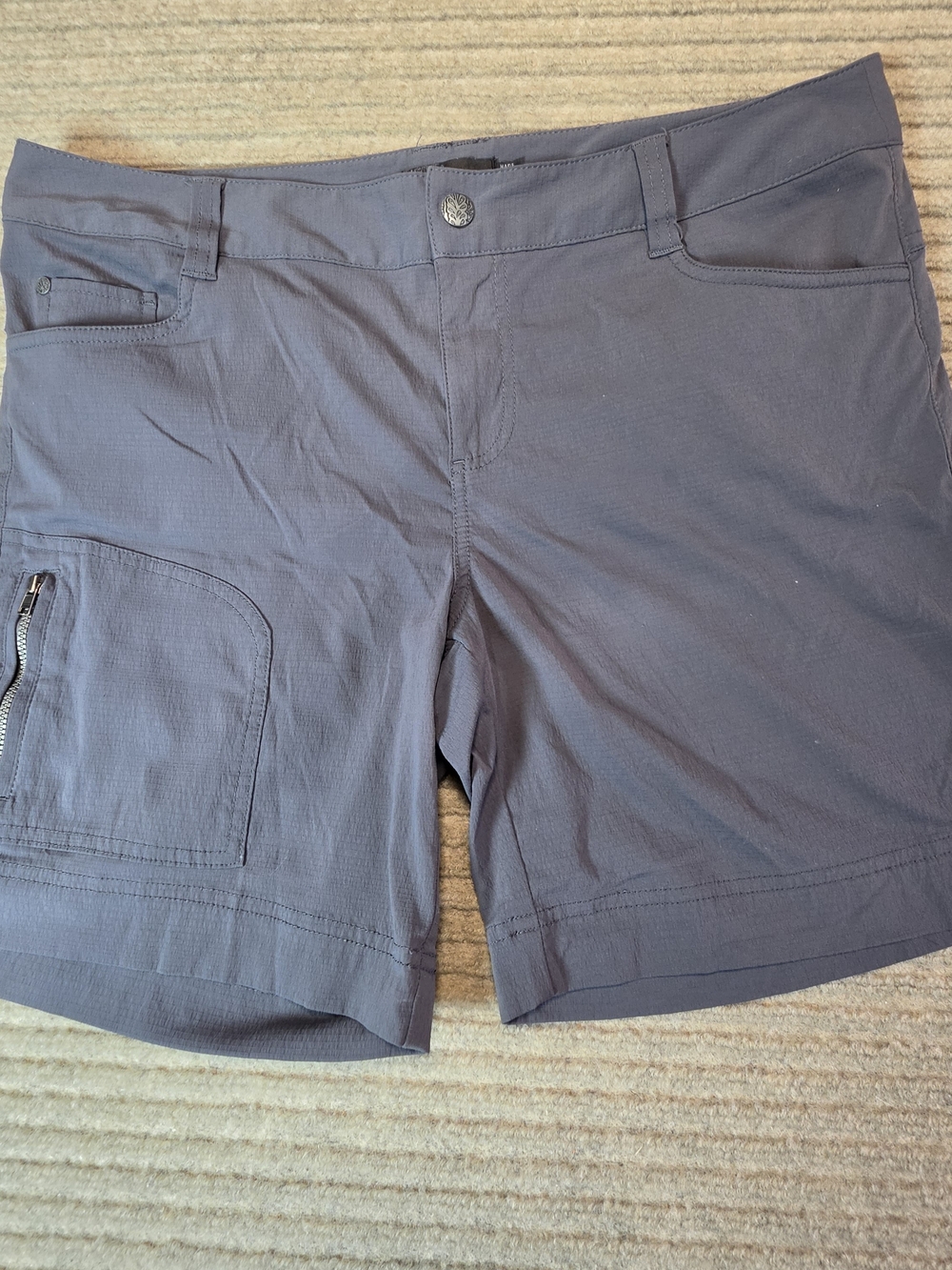 PrAna Women's Gray Cargo Hiking Hazel Shorts High Rise Stretch Size 12
